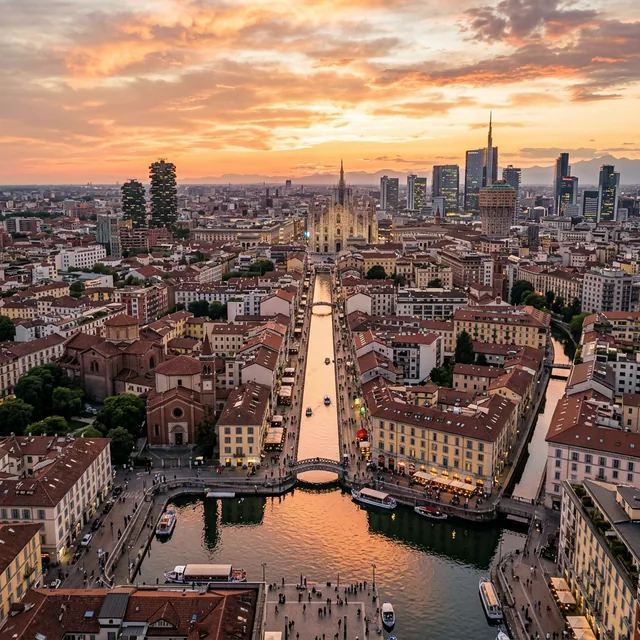Milan waterfront cityscape
